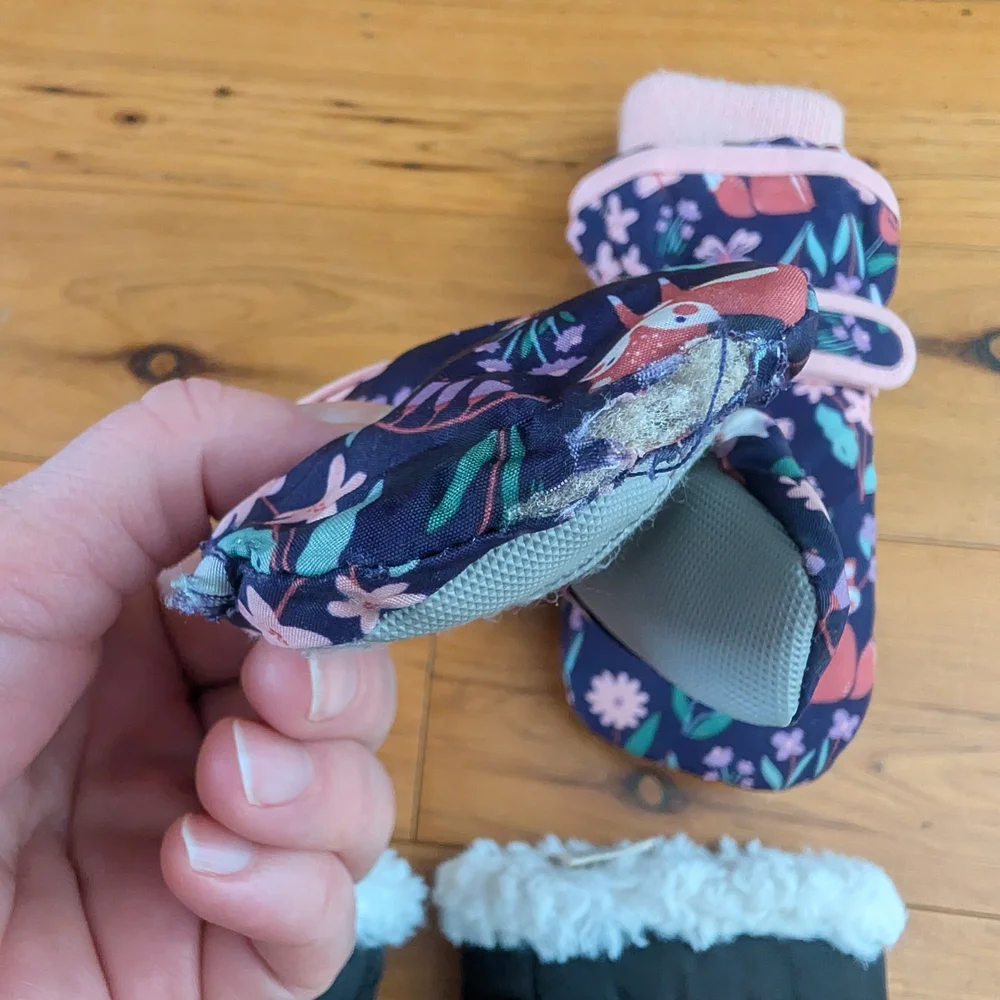 Toddler Mittens Bundle Lot Of 2 Sets Purple Woodland, Black Penguin Size 2t